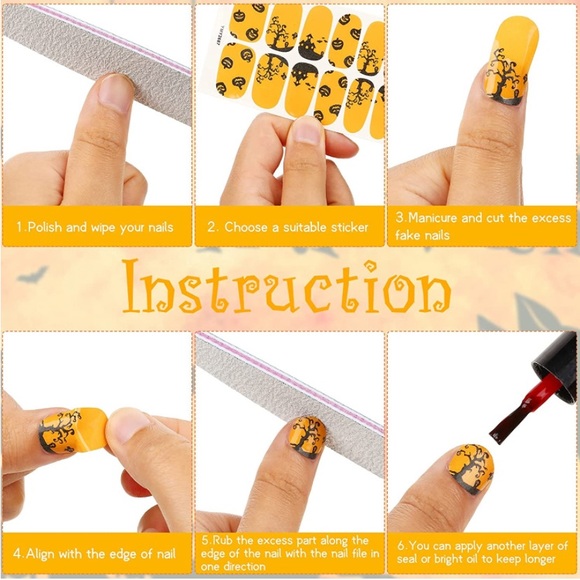 🆕 Nail Wraps/Stickers Halloween 🎃 🐈⬛-Glow in the Dark - Picture 4 of 4